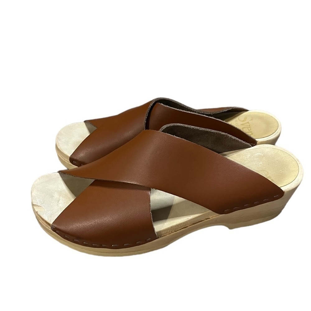 Sven Original Womens Leather Criss Cross Strap Open Toe Clog Sandal Size 9 EU 40
